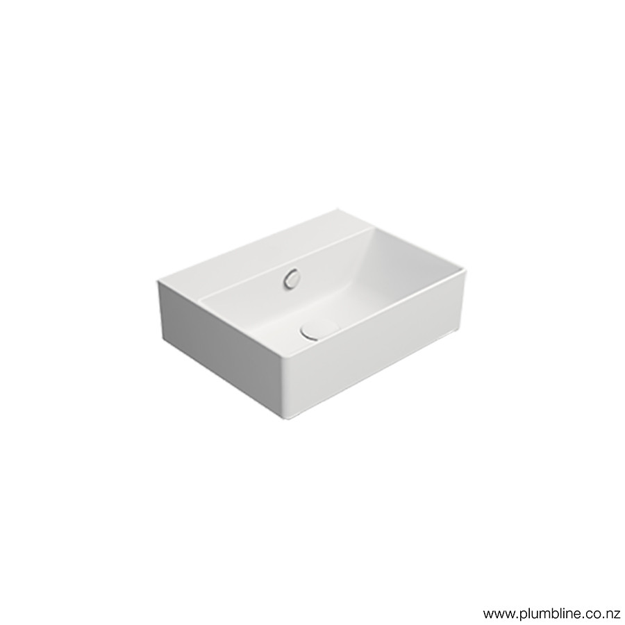 Kube X 450 x 350 Basin Matt White 1 Taphole