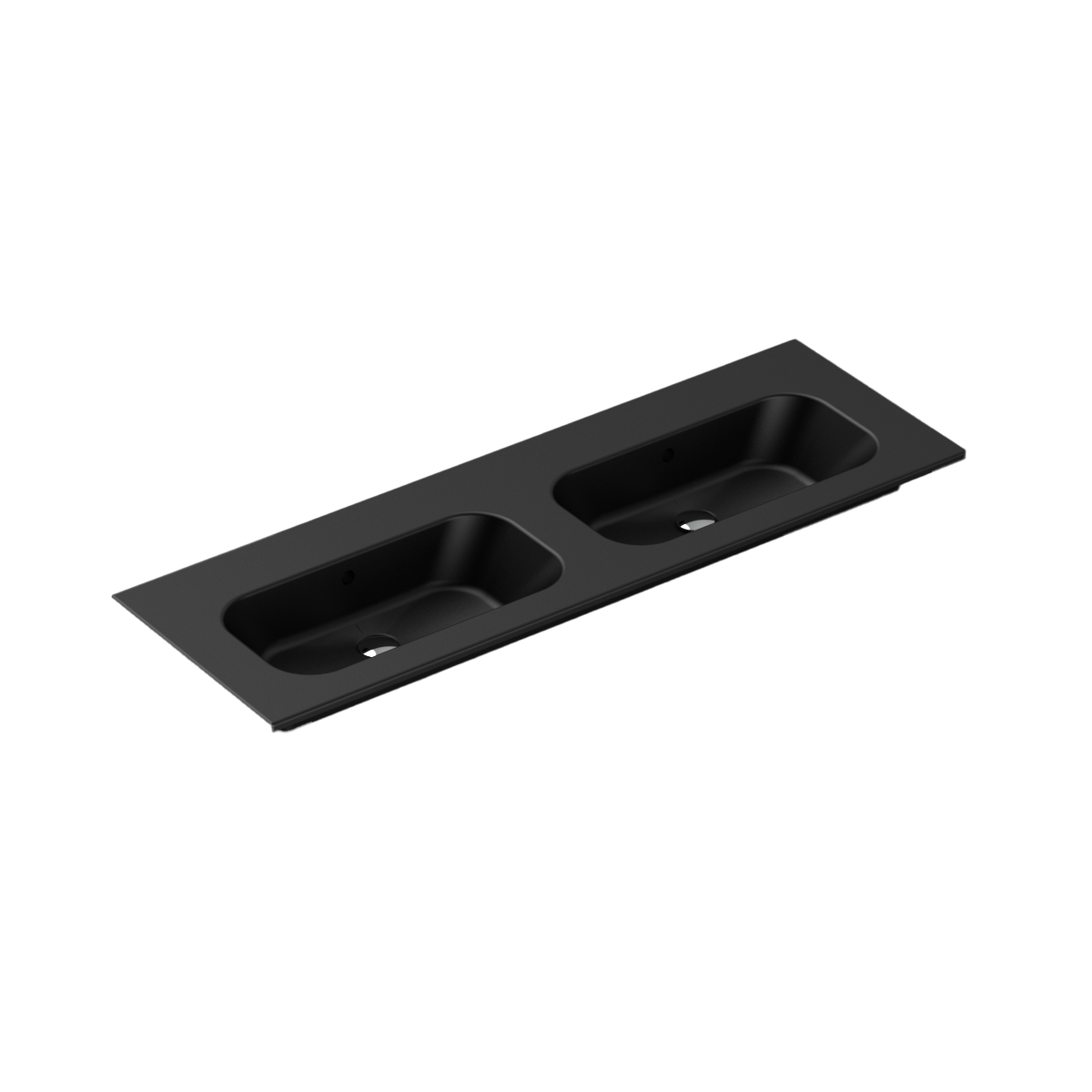 Casello 1400 Double Basin Vanity Top 2 Taphole Matt Black