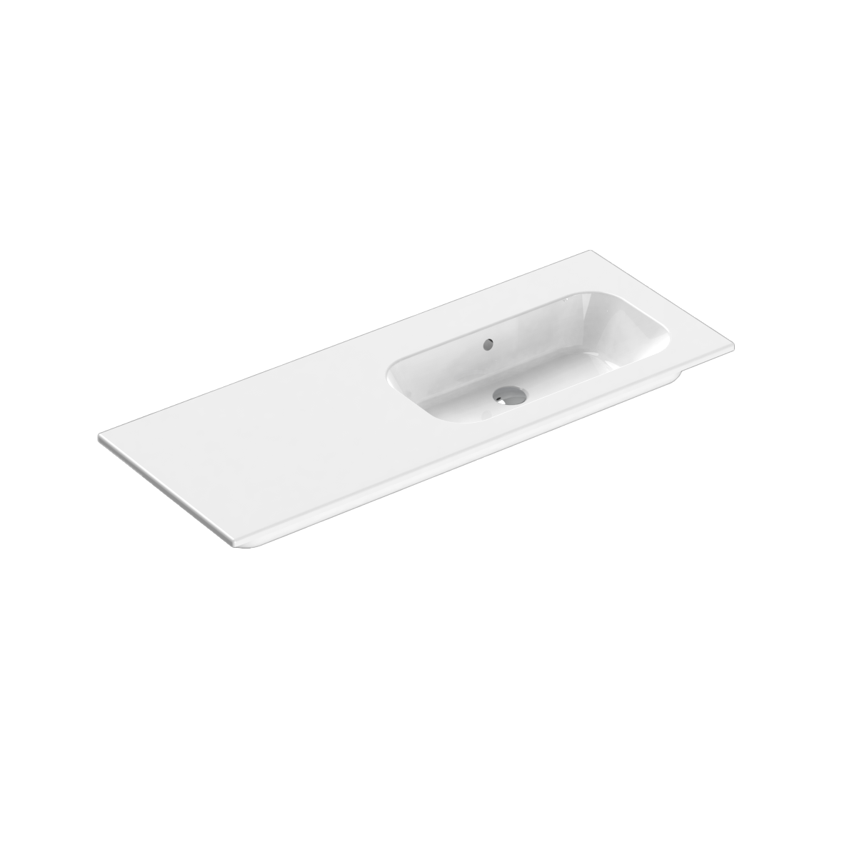 Casello 1200 Right Basin Vanity Top 1 Taphole Gloss White