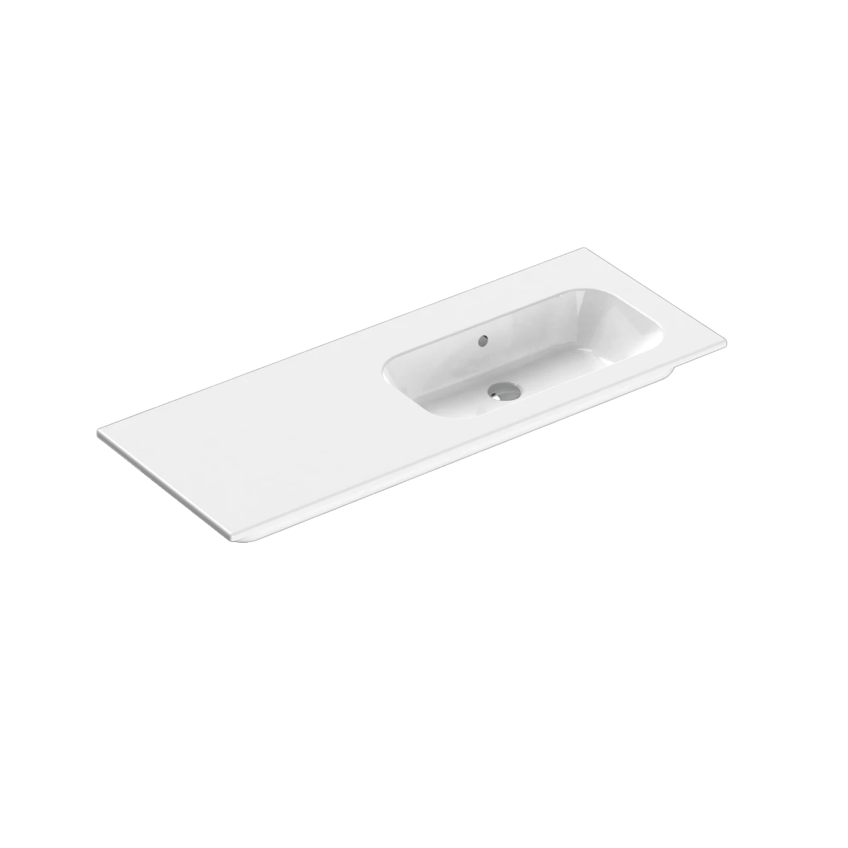 Casello 1200 Right Basin Vanity Top 1 Taphole Gloss White