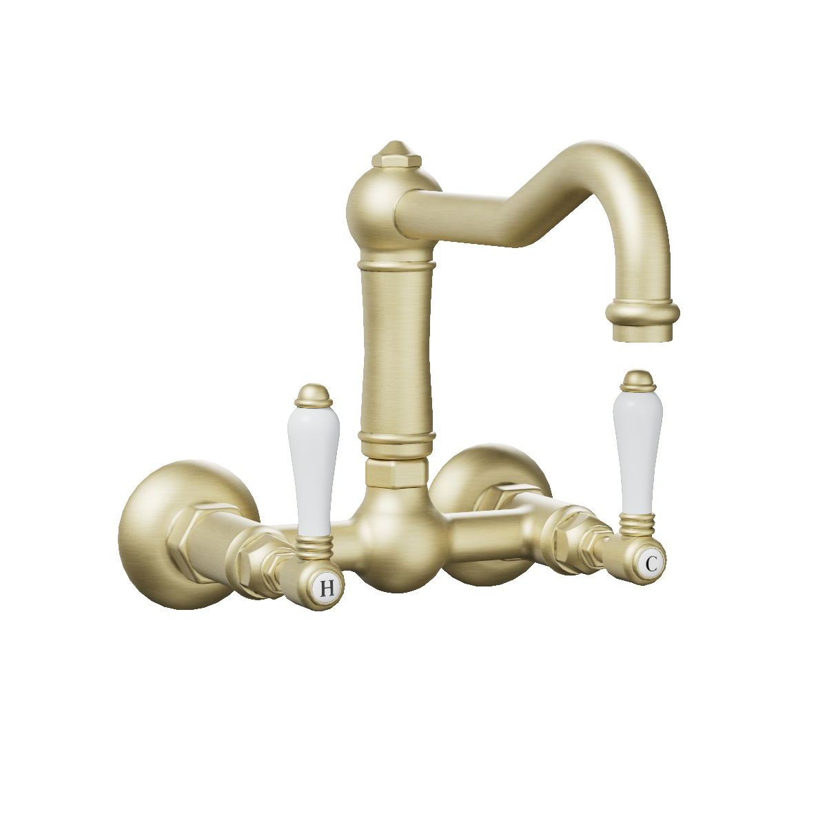 Regal Wall Mount Swivel Mixer Polished Brass Organic / White Porcelain Lever