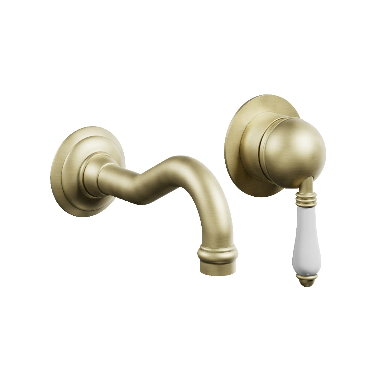 Regal Wall Mount Mixer Polished Brass Organic / White Porcelain Lever