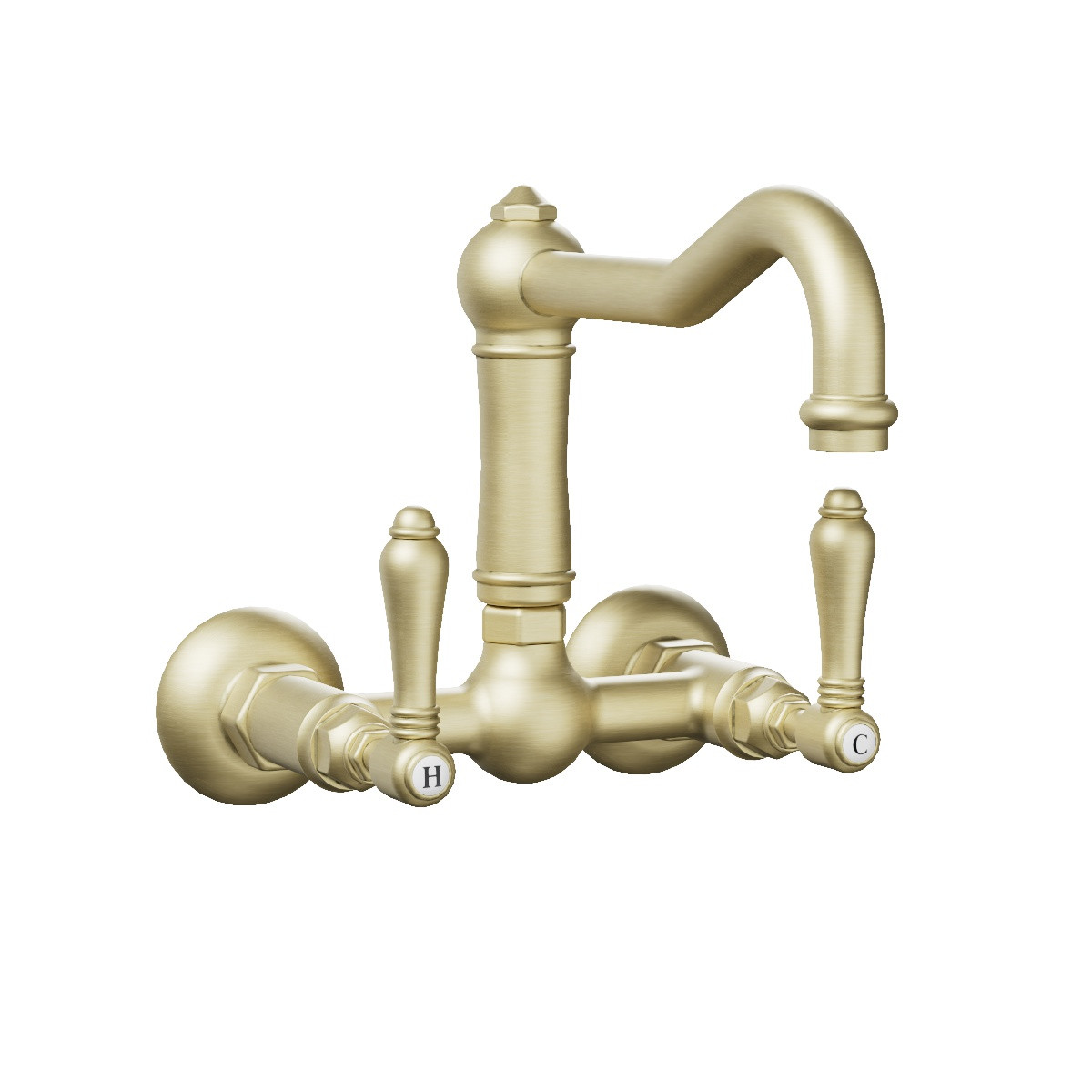 Regal Wall Mount Swivel Mixer Polished Brass Organic / Metal Lever