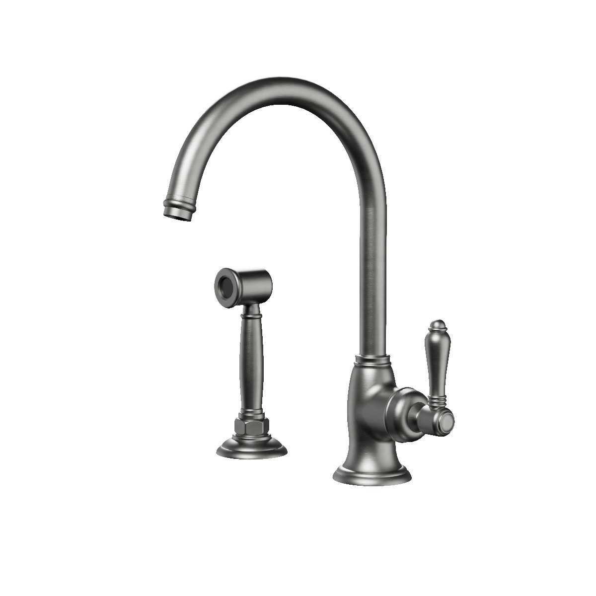 Regal Classic 1 Hole Kitchen Mixer With Rinse Spray Black Nickel / Metal Lever