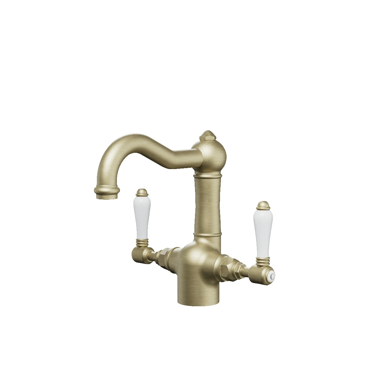 Regal Lever Basin Mixer Polished Brass Organic / White Porcelain Lever