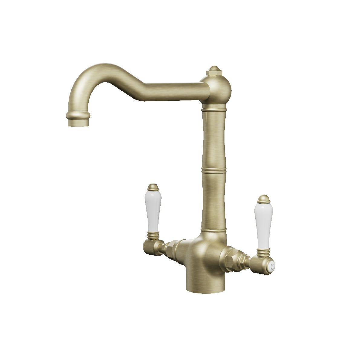Regal Iris Kitchen Mixer Polished Brass Organic / White Porcelain Lever