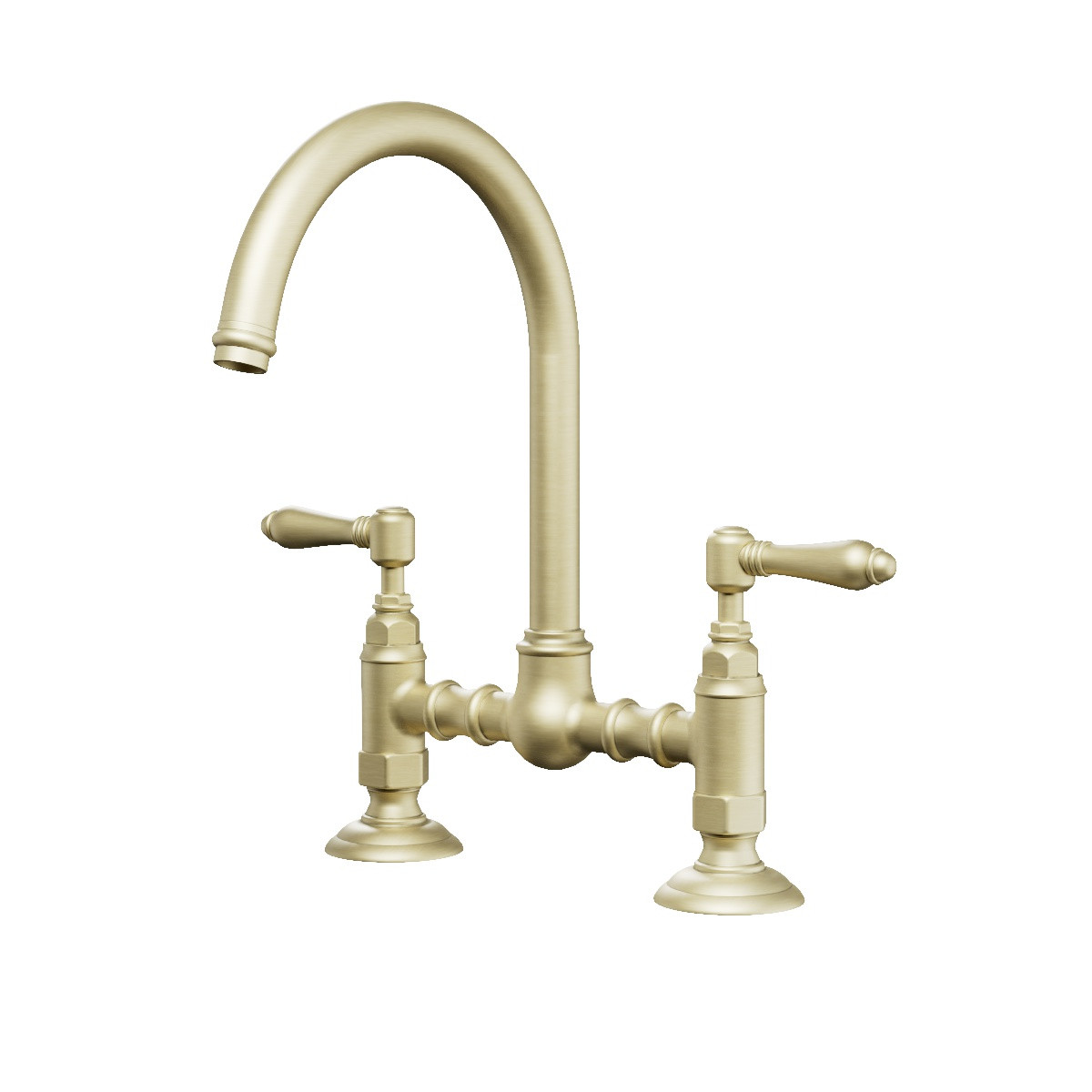 Regal Classic Bridge Kitchen Mixer Polished Brass Organic / Antique Handle