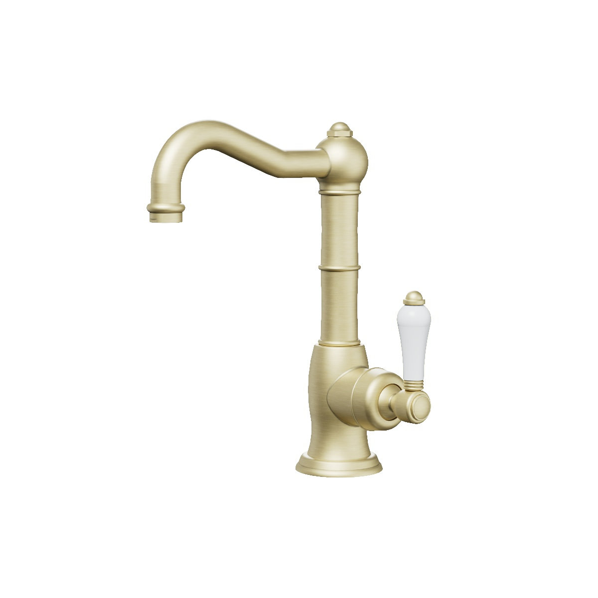 Regal Swivel Basin Mixer / Bar Tap Polished Brass Organic / White Porcelain Lever