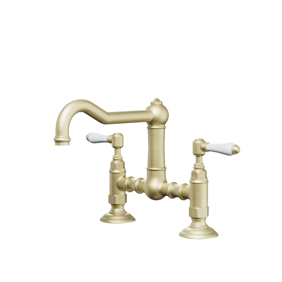 Regal Bridge Kitchen Mixer Polished Brass Organic / White Porcelain Lever