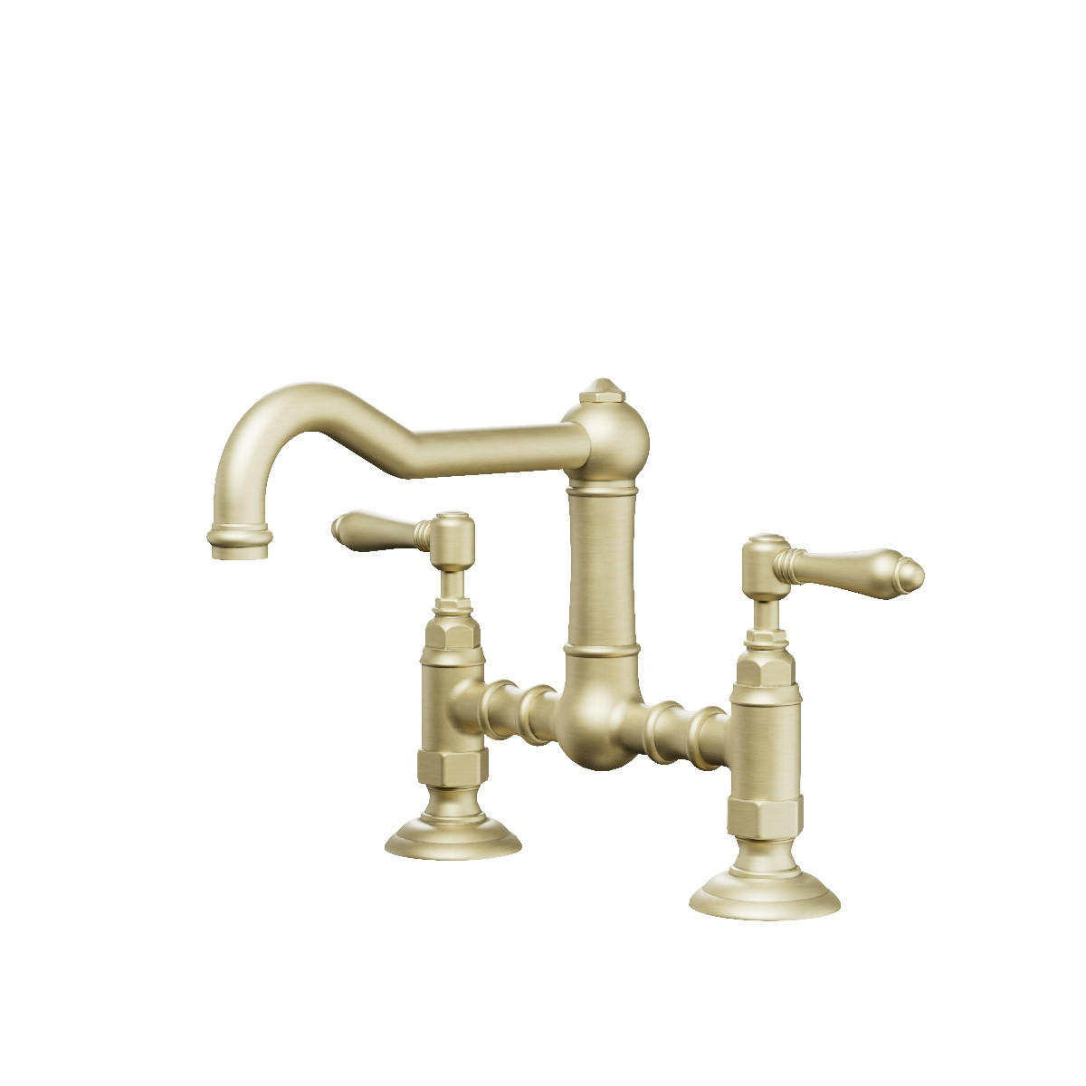 Regal Bridge Kitchen Mixer Polished Brass Organic / Metal Lever