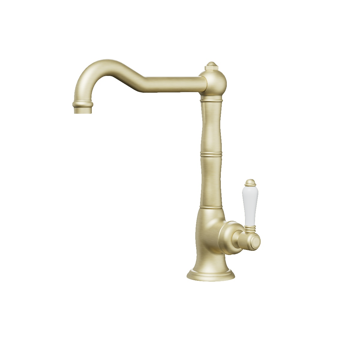 Regal 1 Hole Kitchen Mixer Polished Brass Organic / White Porcelain Lever