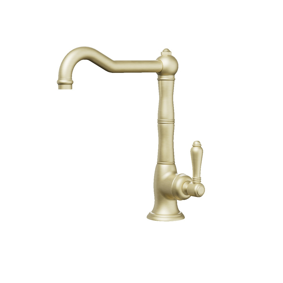 Regal 1 Hole Kitchen Mixer Polished Brass Organic / Metal Lever