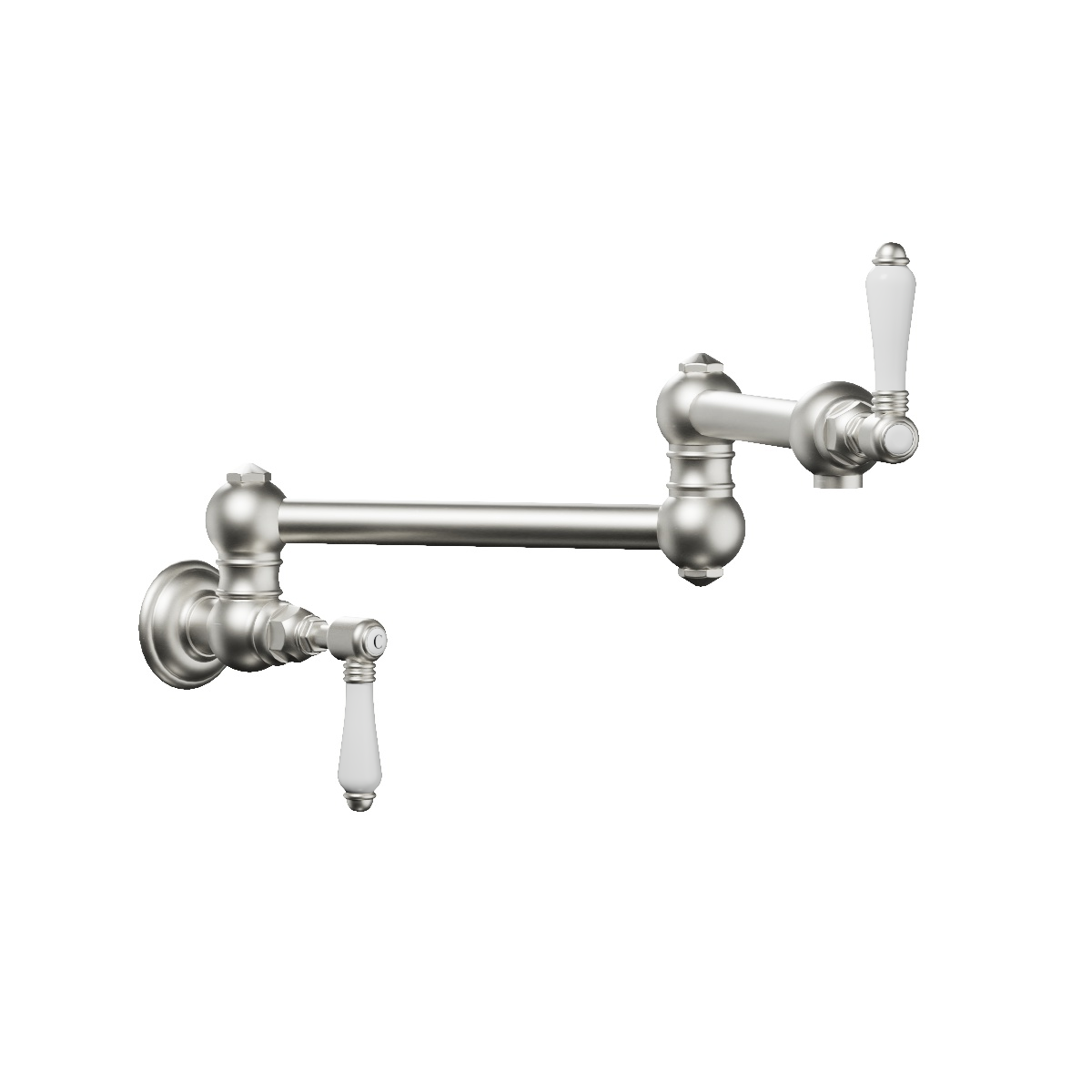 Regal Wall Mount Pot Filler Brushed Nickel / Black Porcelain Lever
