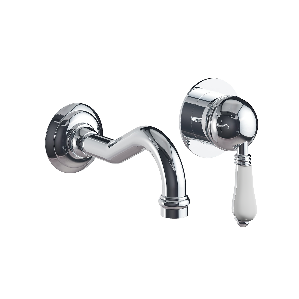 Regal Wall Mount Mixer Chrome / Black Porcelain Lever