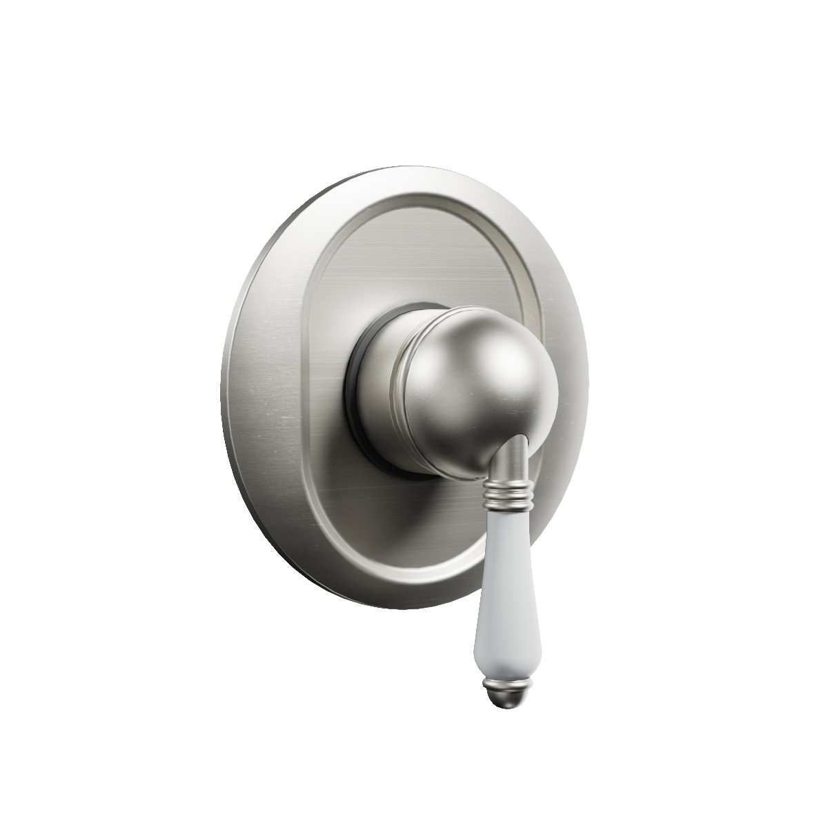 Regal Shower Mixer Brushed Nickel / Black Porcelain Lever
