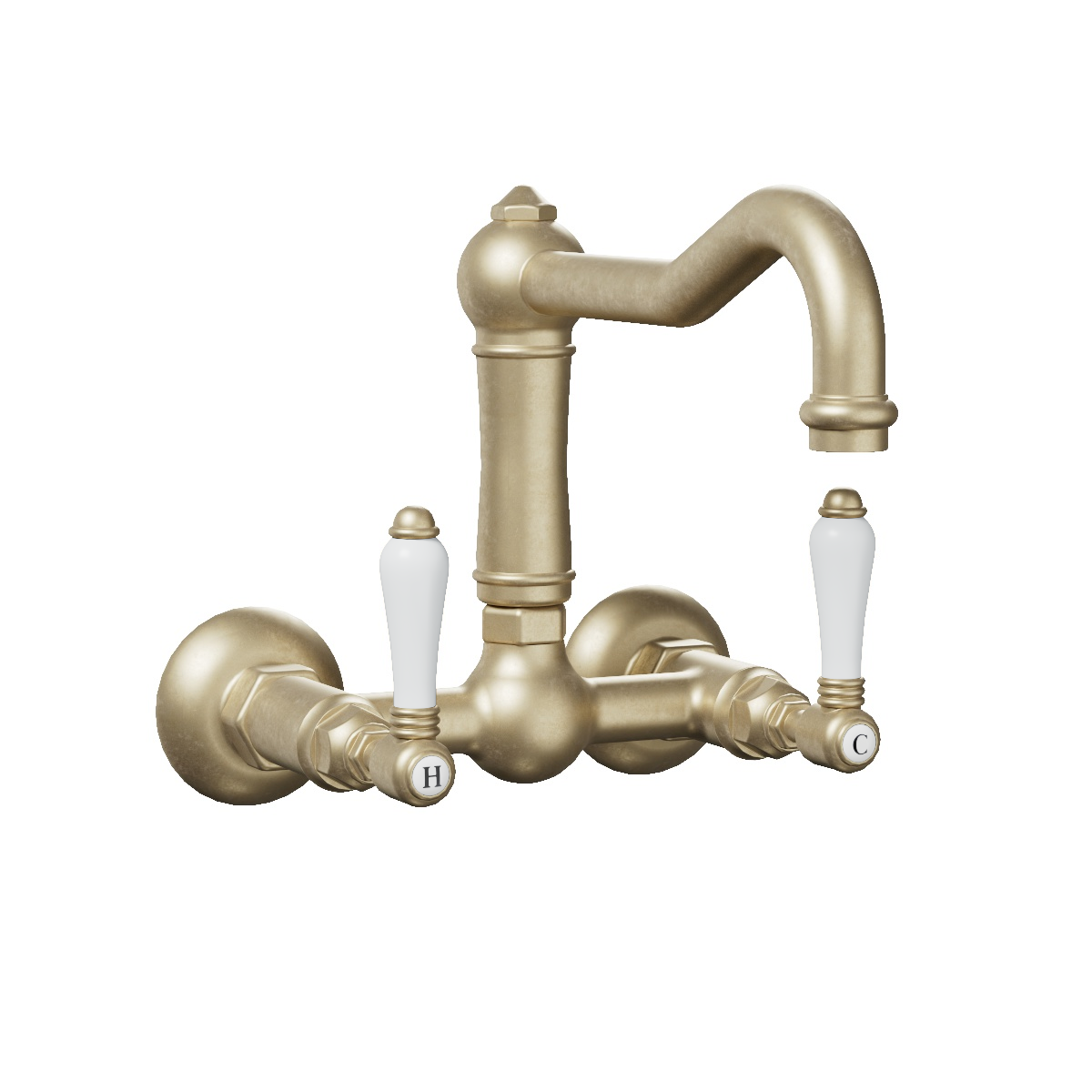 Regal Wall Mount Swivel Mixer Raw Brass Organic / Antique Handle
