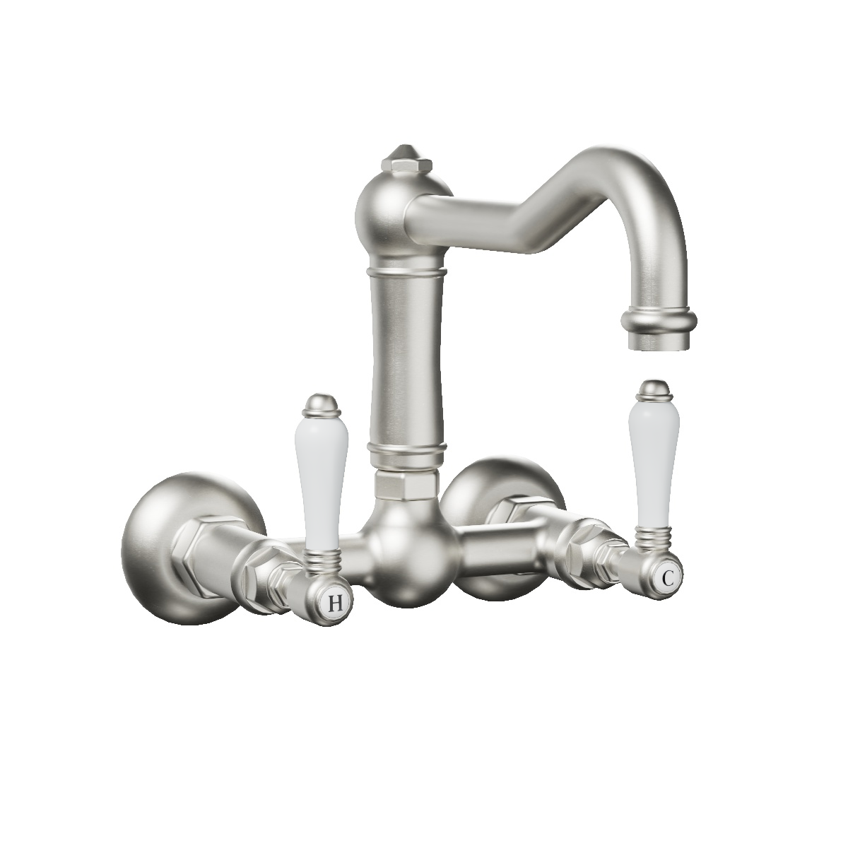 Regal Wall Mount Swivel Mixer Brushed Nickel / Antique Handle