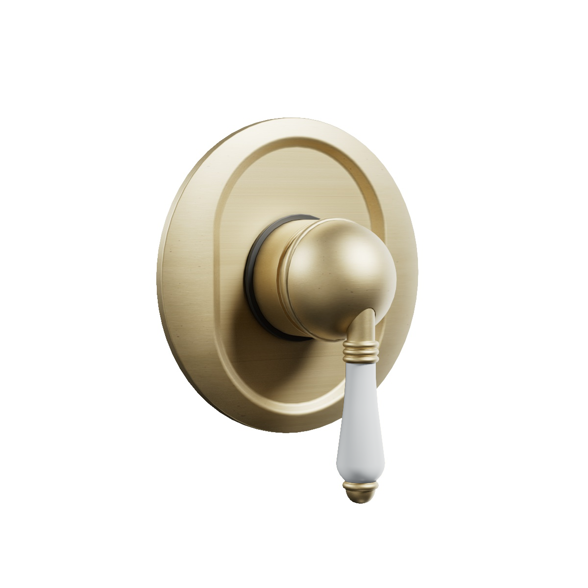 Regal Shower Mixer Brushed Brass Organic / Black Porcelain Lever