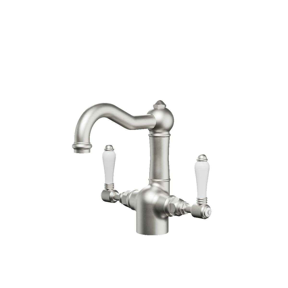 Regal Lever Basin Mixer Brushed Nickel / Black Porcelain Lever