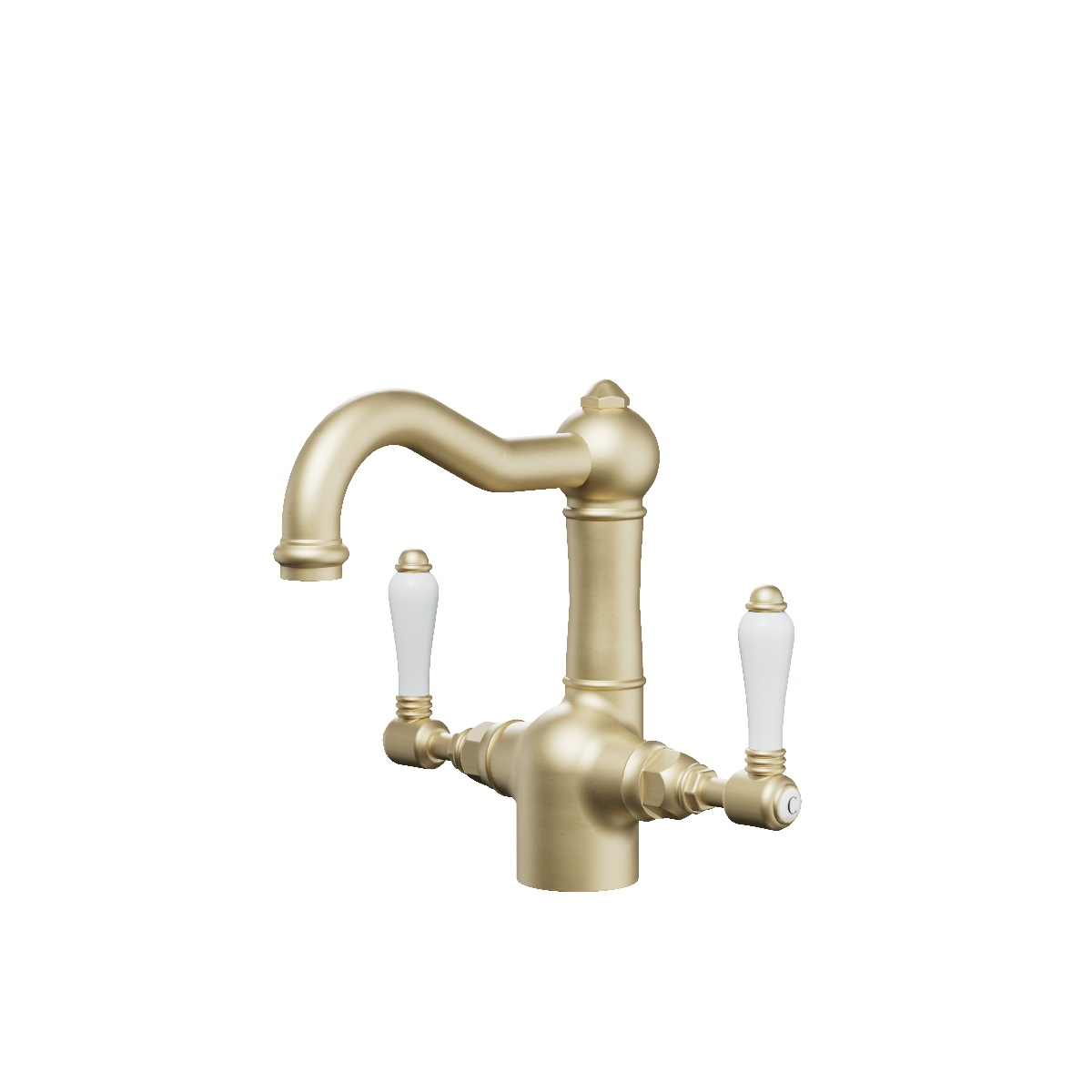 Regal Lever Basin Mixer Brushed Brass Organic / Black Porcelain Lever