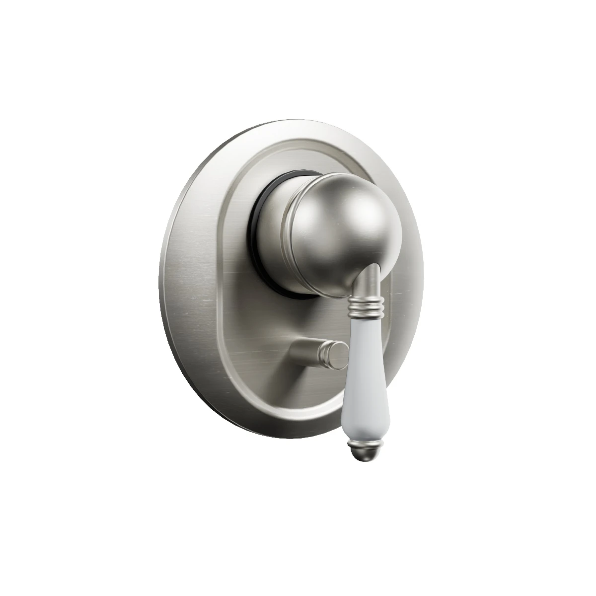 Regal Diverter Mixer Brushed Nickel / Black Porcelain Lever