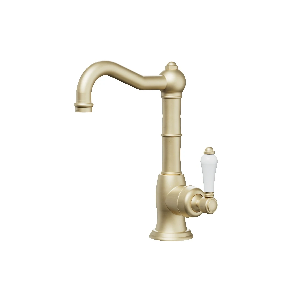Regal Swivel Basin Mixer / Bar Tap Brushed Brass Organic / Black Porcelain Lever