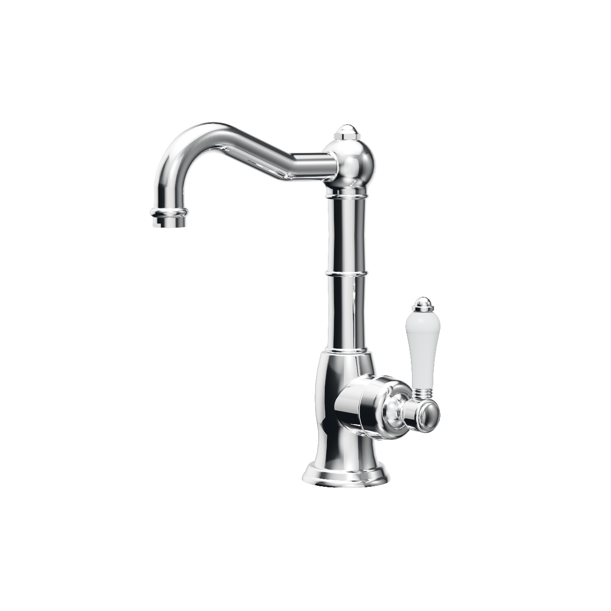 Regal Swivel Basin Mixer / Bar Tap Chrome / Black Porcelain Lever
