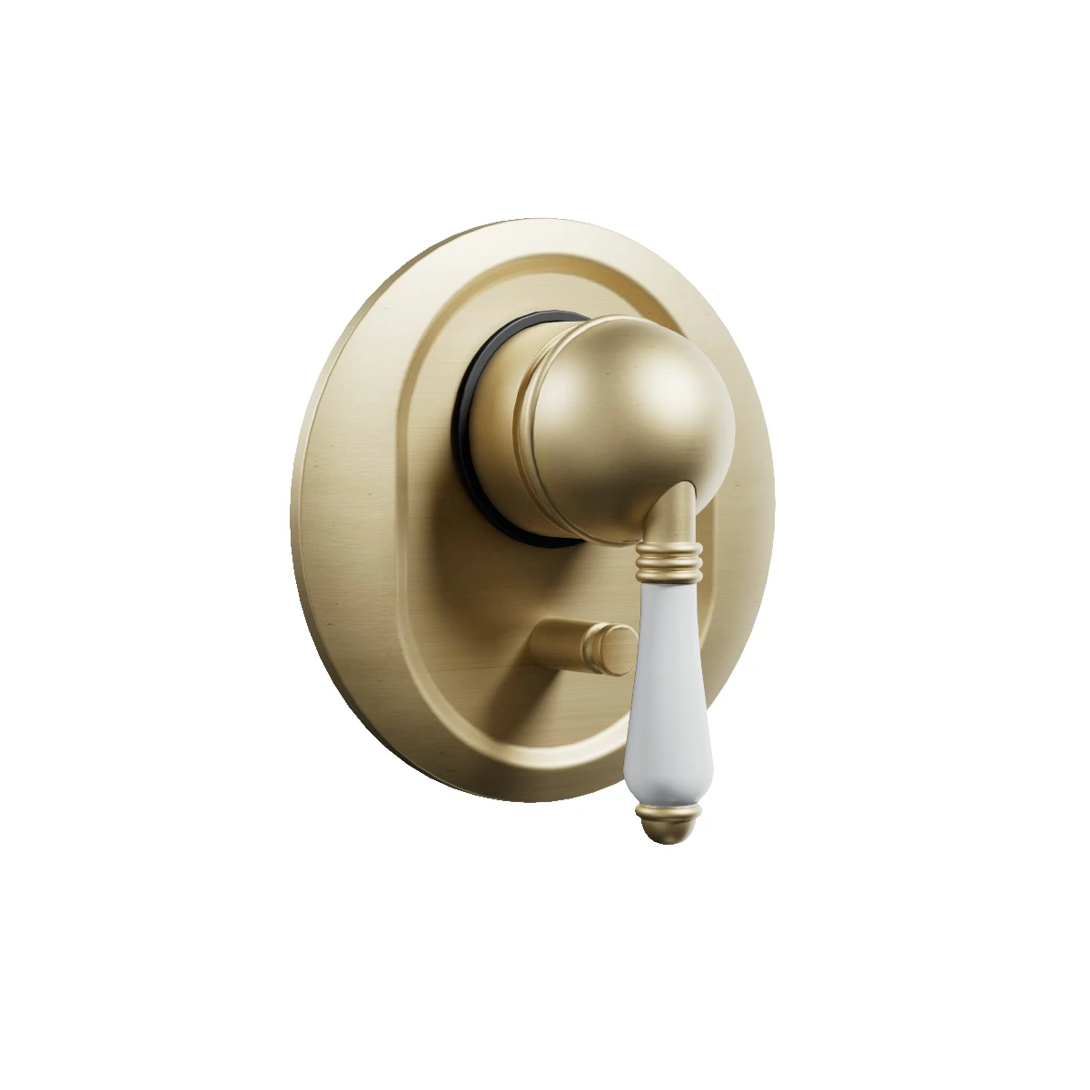 Regal Diverter Mixer Brushed Brass Organic / Black Porcelain Lever