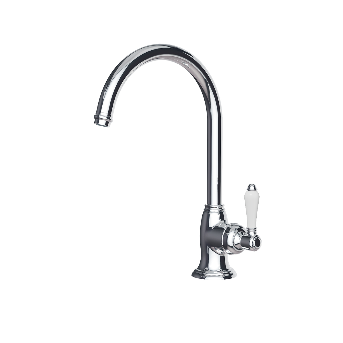 Regal Classic 1 Hole Kitchen Mixer Chrome / Black Porcelain Lever