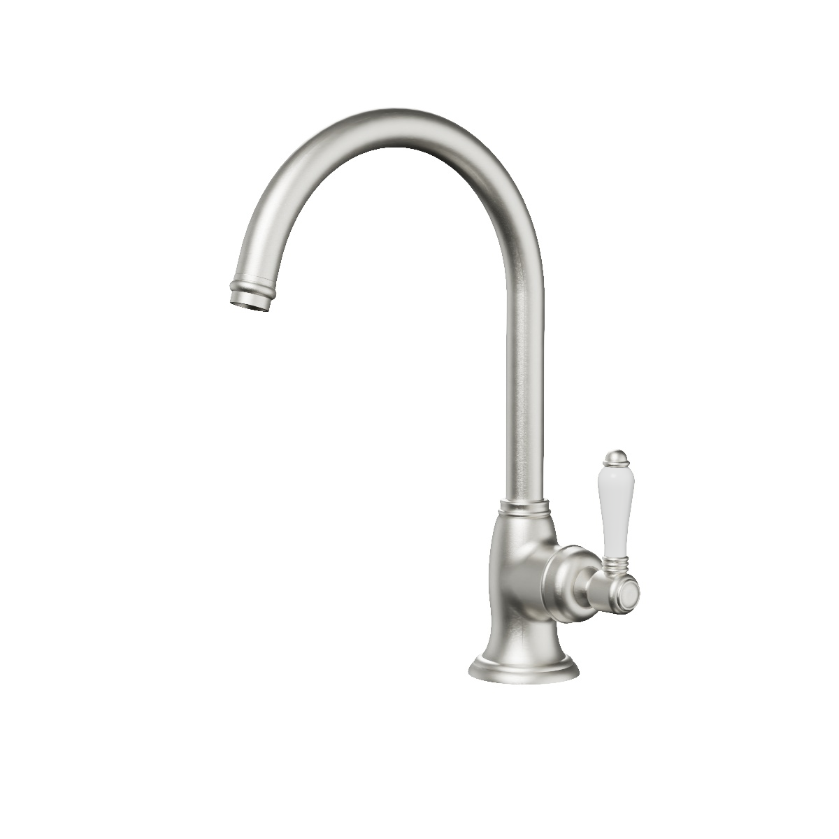 Regal Classic 1 Hole Kitchen Mixer Brushed Nickel / Black Porcelain Lever