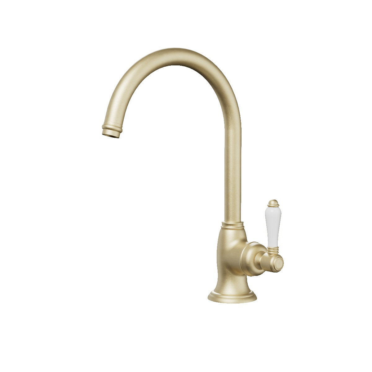 Regal Classic 1 Hole Kitchen Mixer Brushed Brass Organic / Black Porcelain Lever