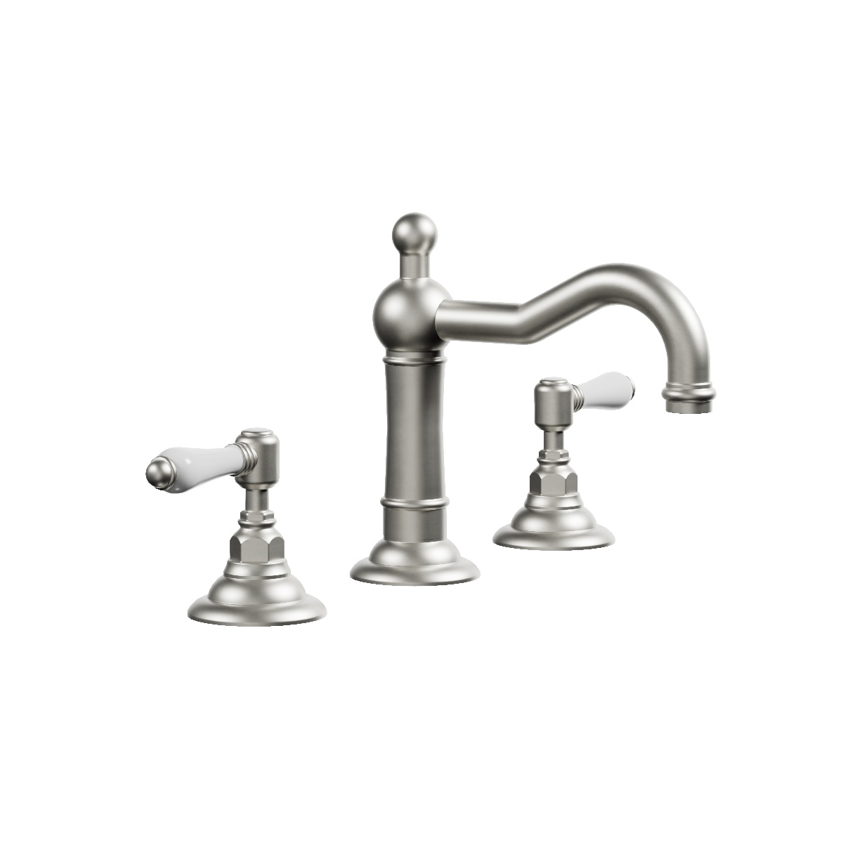 Regal 3 Hole Basin Mixer Brushed Nickel / Antique Handle