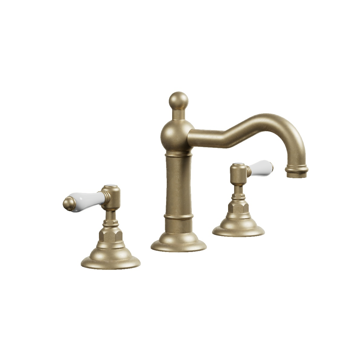 Regal 3 Hole Basin Mixer Raw Brass Organic / Antique Handle