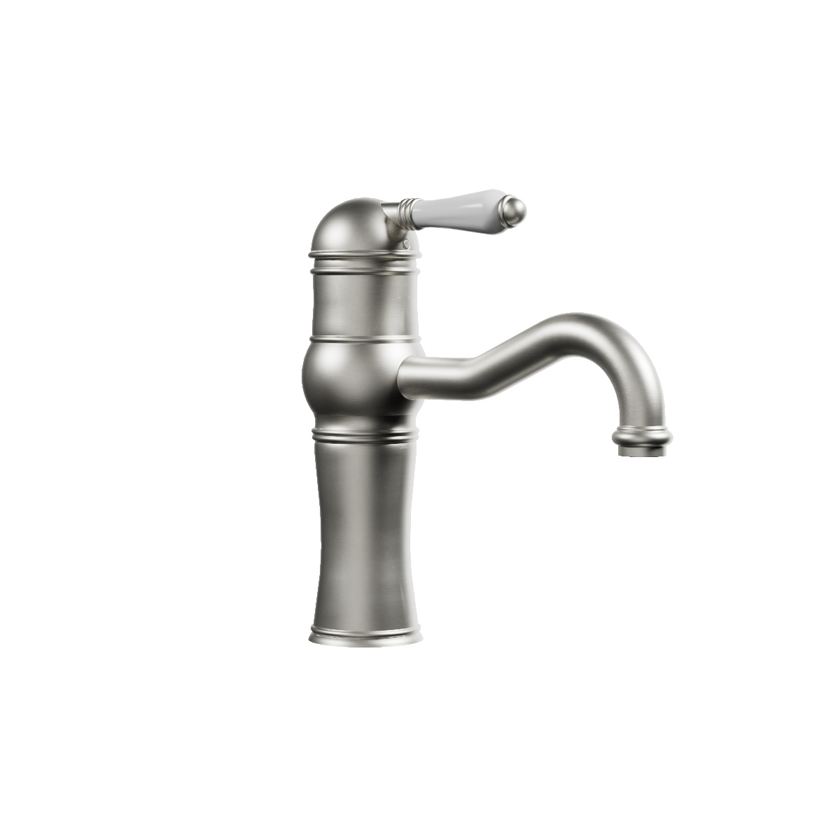 Regal Basin Mixer Brushed Nickel / Black Porcelain Lever