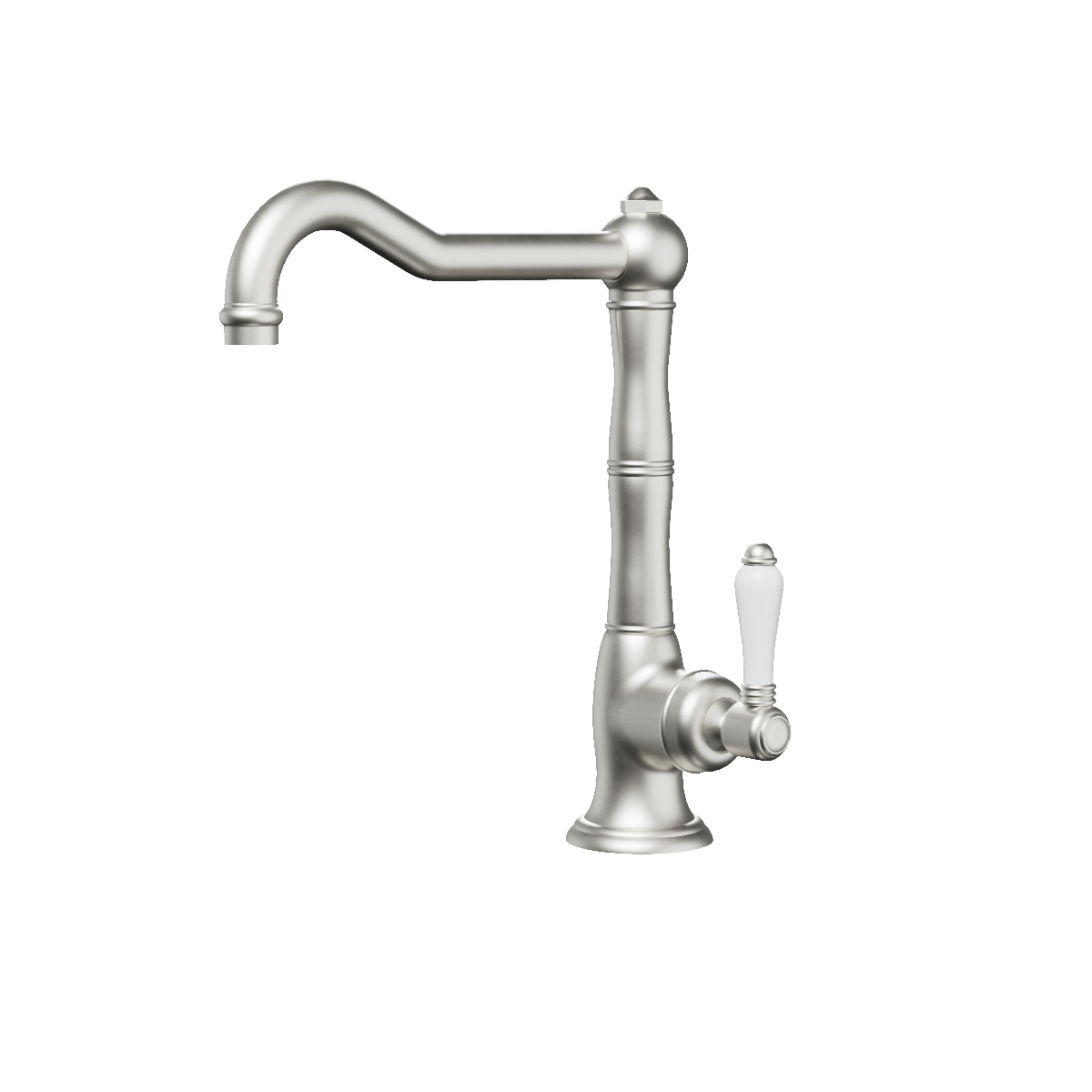 Regal 1 Hole Kitchen Mixer Brushed Nickel / Black Porcelain Lever