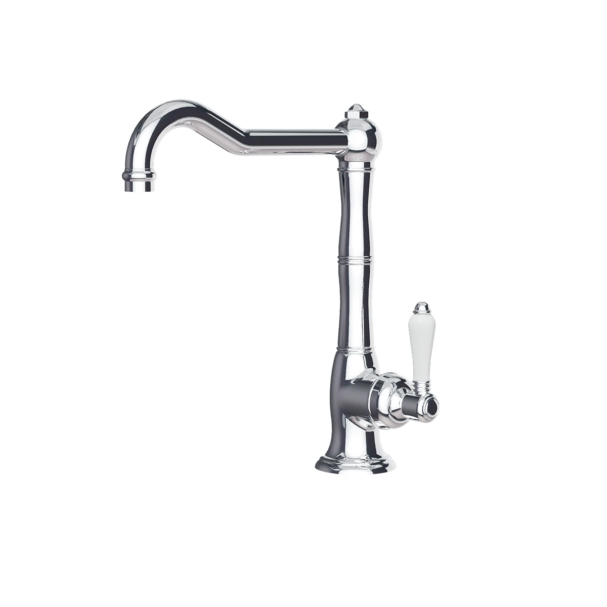Regal 1 Hole Kitchen Mixer Chrome / Black Porcelain Lever