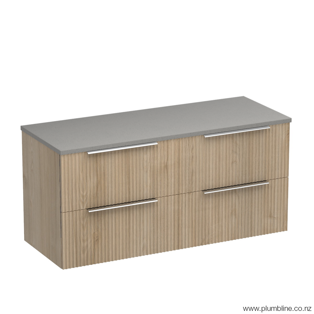 Forma Opaco 1200 4 Drawer Floor Vanity Centre Basin Concrete Grey / Ranfurly Oak