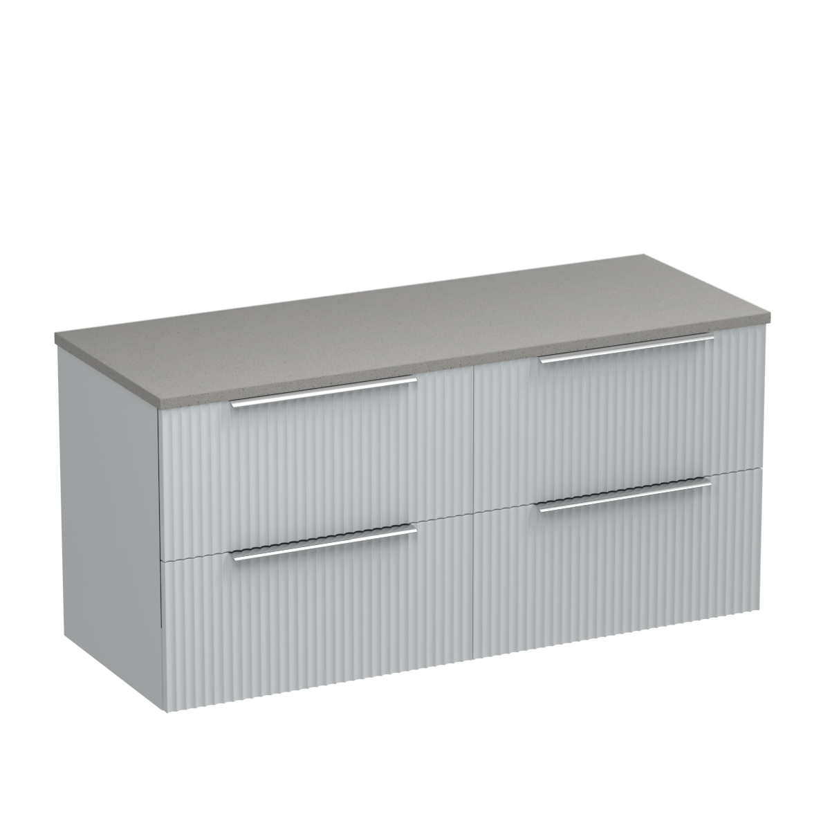 Forma Opaco 1200 4 Drawer Floor Vanity Centre Basin White Carrara / Villa Blue