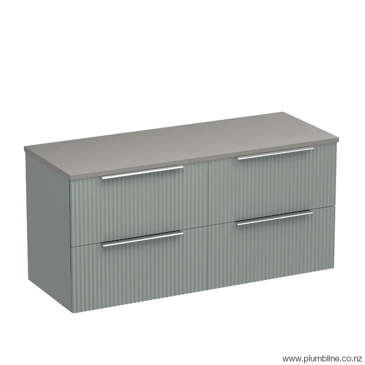 Forma Opaco 1200 4 Drawer Floor Vanity Double Basin Concrete Grey / Fjord