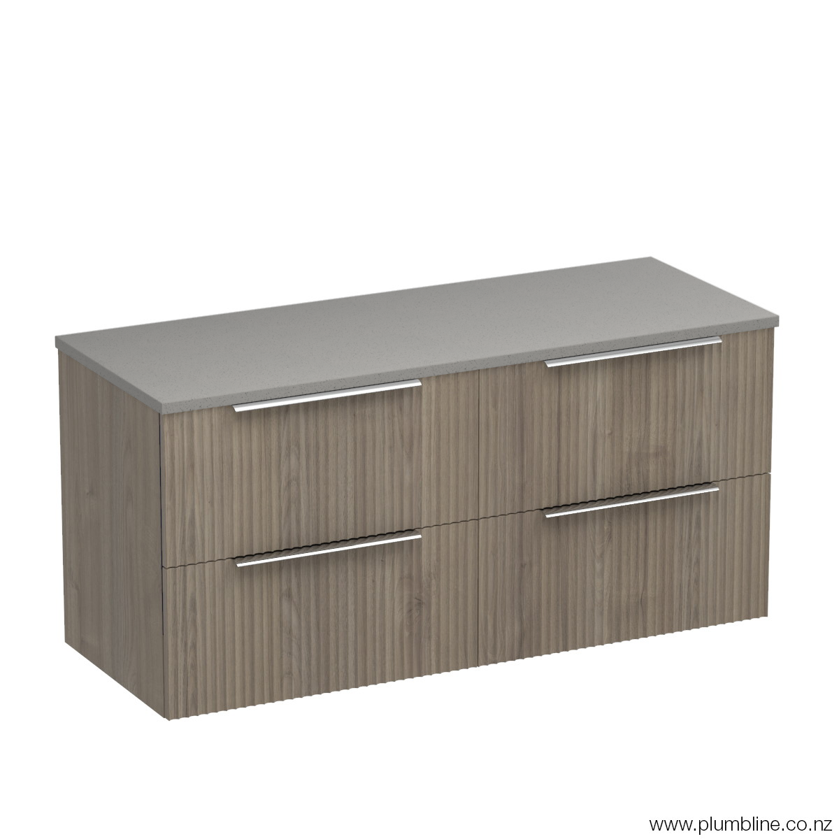 Forma Opaco 1200 4 Drawer Floor Vanity Centre Basin Concrete Grey / Methven Oak