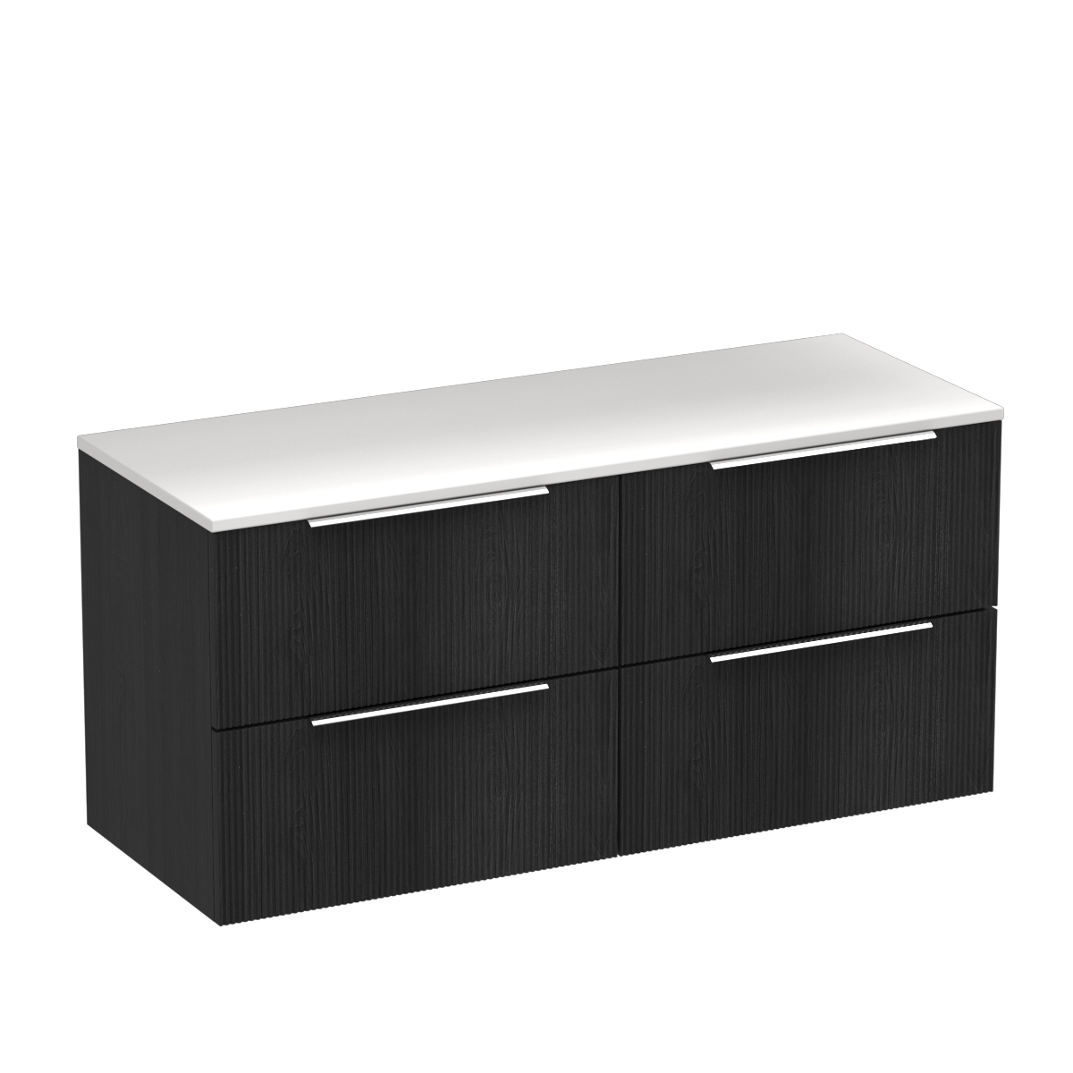 Ava Opaco 1200 4 Drawer Floor Vanity Centre Basin Concrete Grey / Black Bark