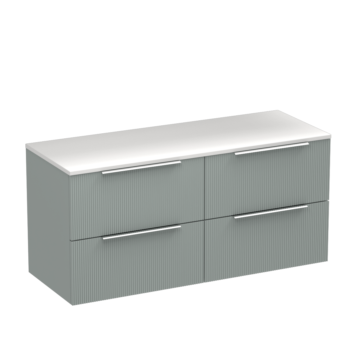 Ava Opaco 1200 4 Drawer Floor Vanity Centre Basin Concrete Grey / Fjord