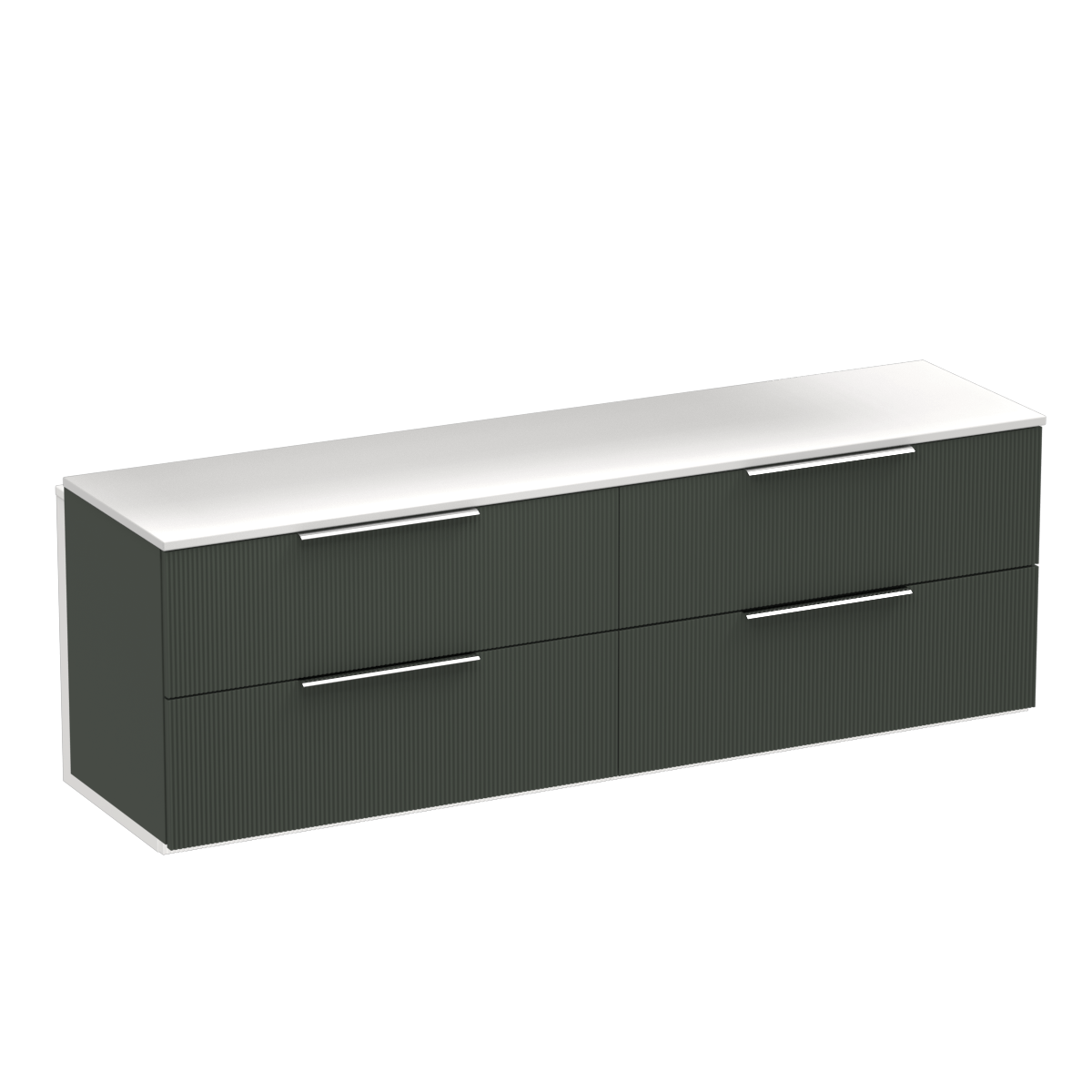 Ava Opaco 1800 4 Drawer Floor Vanity Left Basin White Carrara / Kombu Green