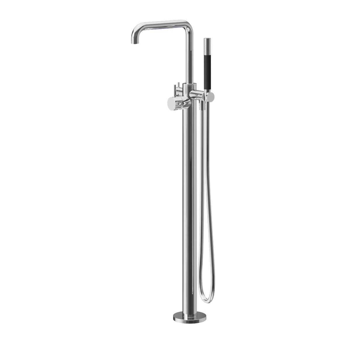 Buddy Square Floor Mount Bath Filler With Handshower Brushed Onyx PVD