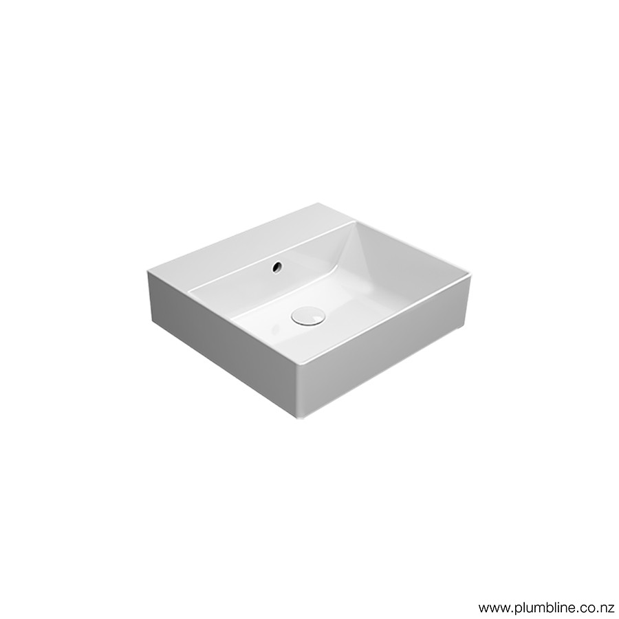 Kube X 500 x 470 Basin Gloss White 1 Taphole