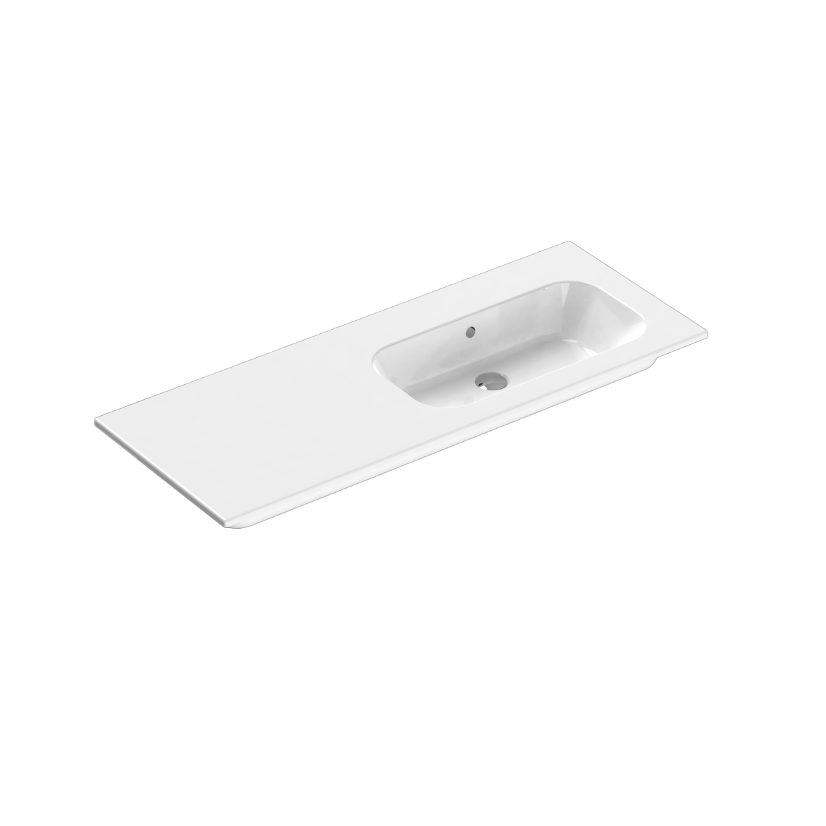Casello 1200 Right Basin Vanity Top 1 Taphole Matt White