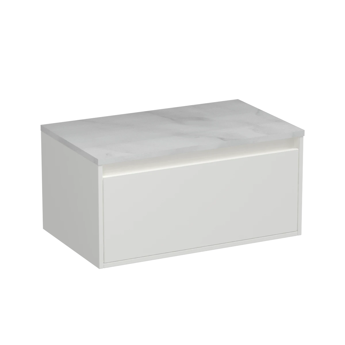 Prava Opaco 750 1 Drawer Wall Vanity White Carrara / Tusk