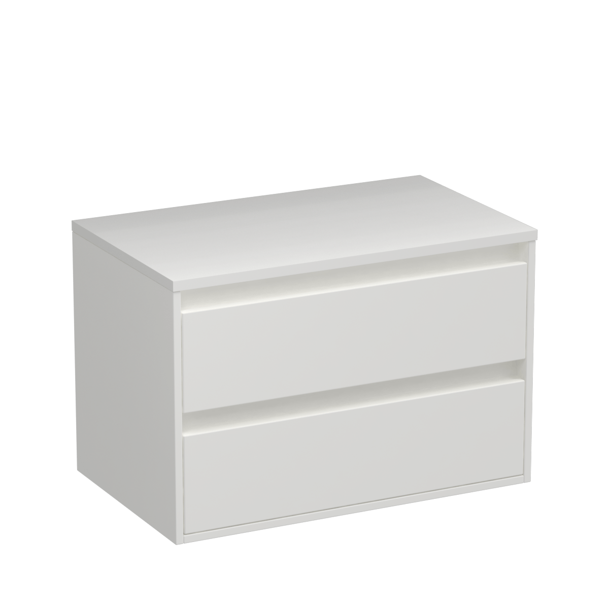 Prava Opaco 750 2 Drawer Wall Vanity Matt White / White/Sovereign Oak