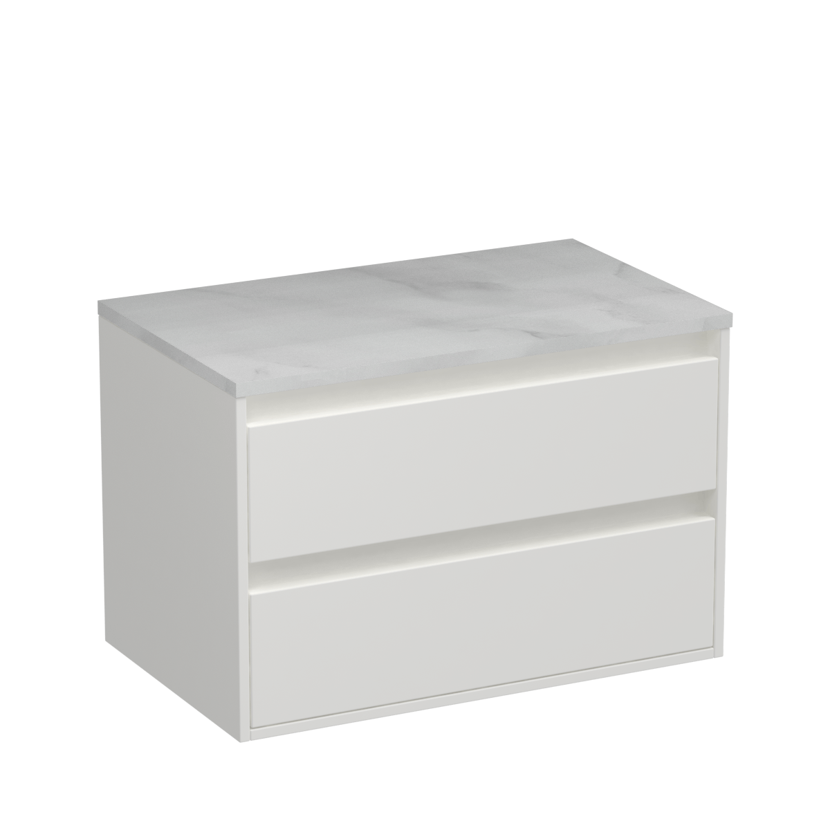 Prava Opaco 750 2 Drawer Wall Vanity White Carrara / White/Tusk