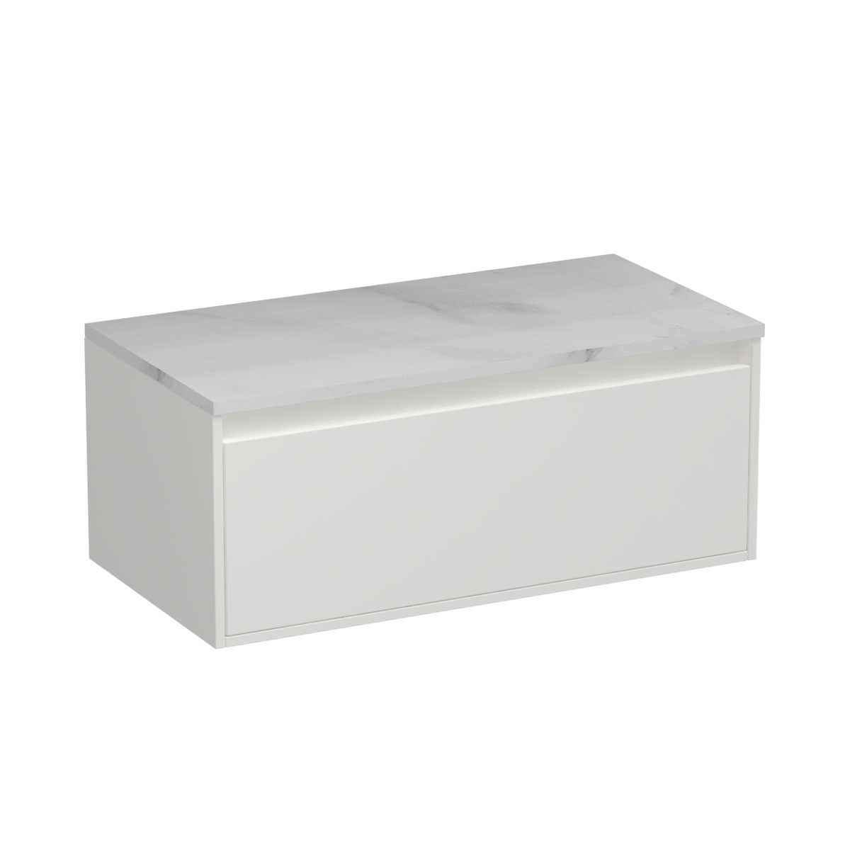 Prava Opaco 900 1 Drawer Wall Vanity White Carrara / Black/Sovereign Oak